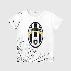 Футболка детская Ювентус черные краски всплеск, цвет: 3D-принт