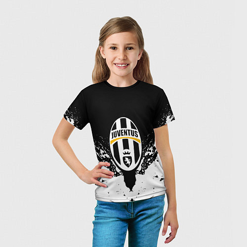 Детская футболка Ювентус краски всплеск текстура / 3D-принт – фото 5