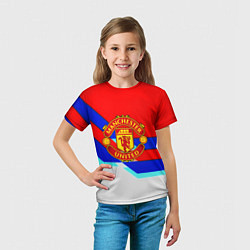 Футболка детская Манчестер Юнайтед полосы геометрия, цвет: 3D-принт — фото 2