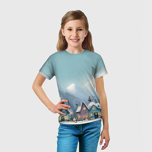Детская футболка Новогодние дома / 3D-принт – фото 5