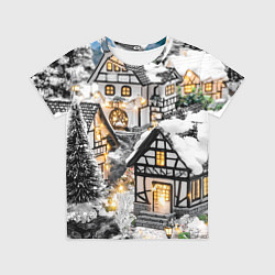 Футболка детская Объемные новогодние дома, цвет: 3D-принт