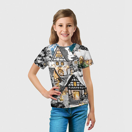 Детская футболка Объемные новогодние дома / 3D-принт – фото 5