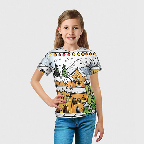 Детская футболка Новогодний снегопад / 3D-принт – фото 5