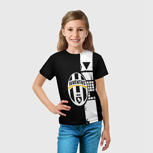 Детская футболка Ювентус геометрия белая / 3D-принт – фото 5