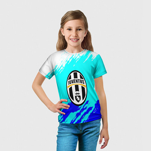 Детская футболка Ювентус краски штрихи текстура / 3D-принт – фото 5