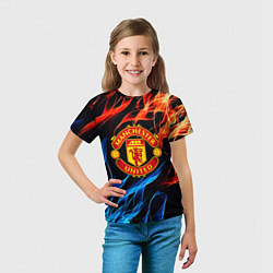 Футболка детская Манчестер Юнайтед огонь битва, цвет: 3D-принт — фото 2