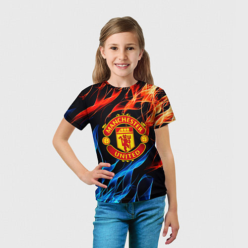 Детская футболка Манчестер Юнайтед огонь битва / 3D-принт – фото 5
