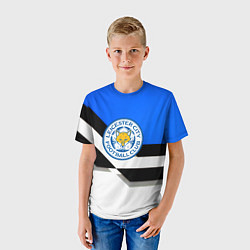 Футболка детская Лестер сити геометрия полосы, цвет: 3D-принт — фото 2