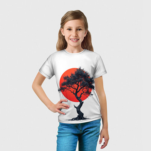 Детская футболка Японское дерево и солнце / 3D-принт – фото 5