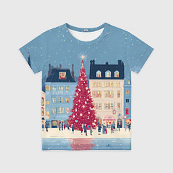 Футболка детская Новогоднее гуляние у красной елки, цвет: 3D-принт