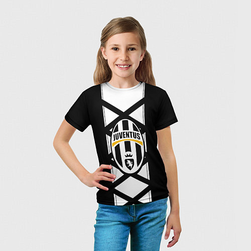 Детская футболка Ювентус геометрия полосы линии / 3D-принт – фото 5