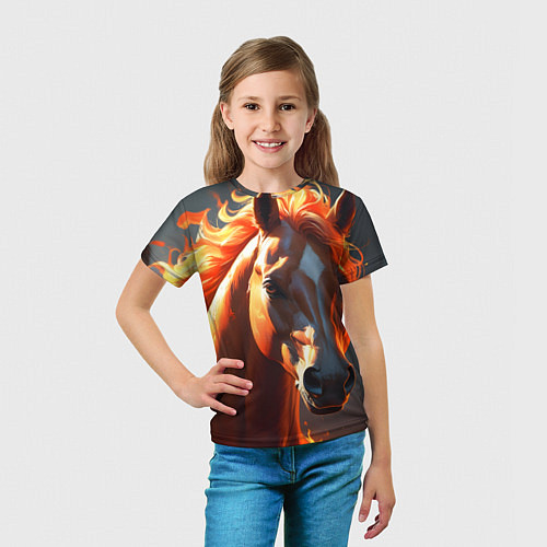 Детская футболка Загадочная огненная лошадь / 3D-принт – фото 5