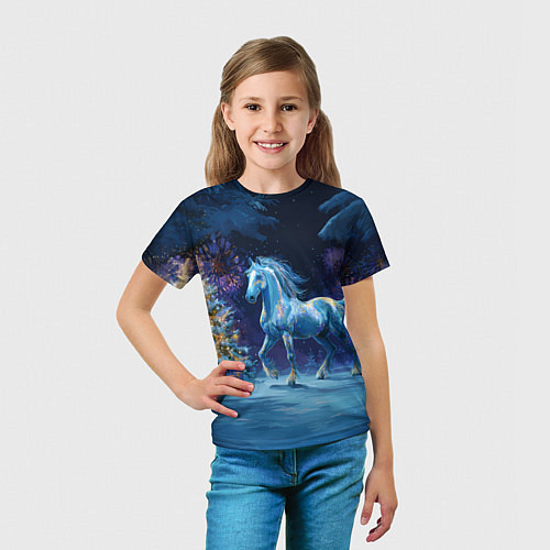 Детская футболка Сияющая новогодняя лошадка / 3D-принт – фото 5
