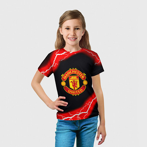 Детская футболка Манчестер Юнайтед шторм молнии / 3D-принт – фото 5