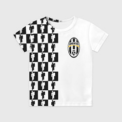 Футболка детская Ювентус паттерн люди, цвет: 3D-принт