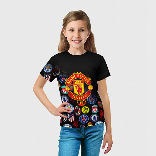 Детская футболка Манчестер логотипы команд / 3D-принт – фото 5