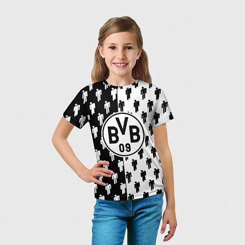 Детская футболка Borussia черно белые люди / 3D-принт – фото 5