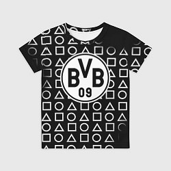 Футболка детская Borussia геометрия черно белая, цвет: 3D-принт