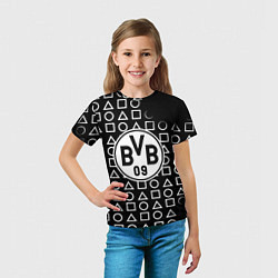 Футболка детская Borussia геометрия черно белая, цвет: 3D-принт — фото 2