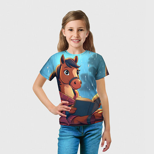 Детская футболка Лошадка уютным вечером / 3D-принт – фото 5