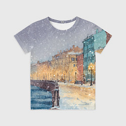 Футболка детская Санкт-Петербург - снегопад, цвет: 3D-принт