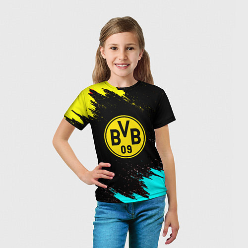 Детская футболка Borussia краски штрихи / 3D-принт – фото 5