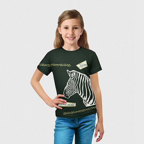 Детская футболка Зебра-коллаж / 3D-принт – фото 5