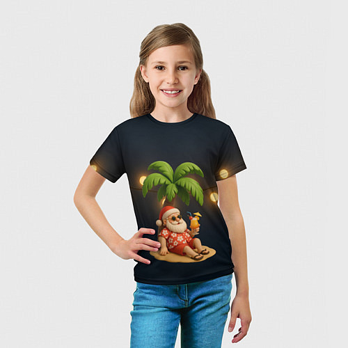 Детская футболка Санта чиллит под пальмой / 3D-принт – фото 5