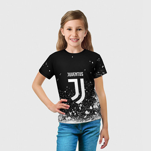 Детская футболка Ювентус всплеск белых красок / 3D-принт – фото 5