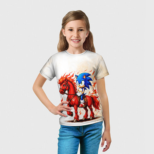 Детская футболка Соник верхом на коне / 3D-принт – фото 5