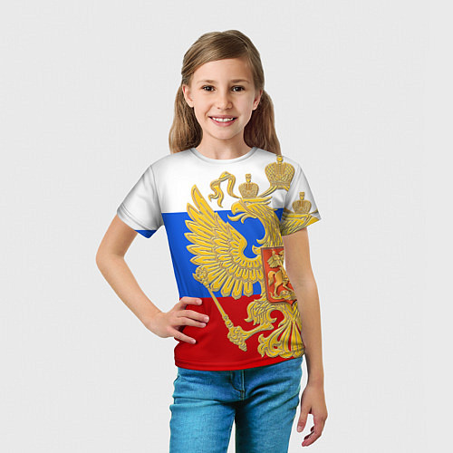Детская футболка Герб России: триколор / 3D-принт – фото 5