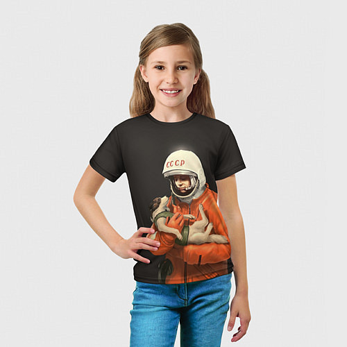 Детская футболка Гагарин с лайкой / 3D-принт – фото 5