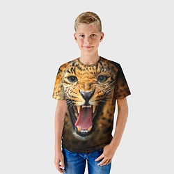 Футболка детская Рык леопарда, цвет: 3D-принт — фото 2
