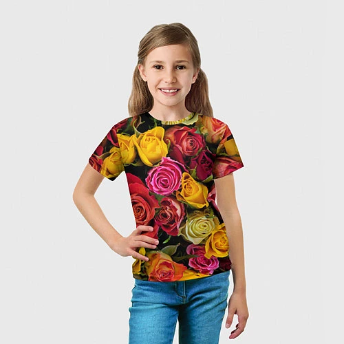 Детская футболка Ассорти из роз / 3D-принт – фото 5