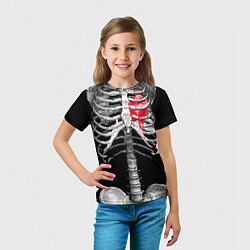 Футболка детская Скелет с сердцем, цвет: 3D-принт — фото 2