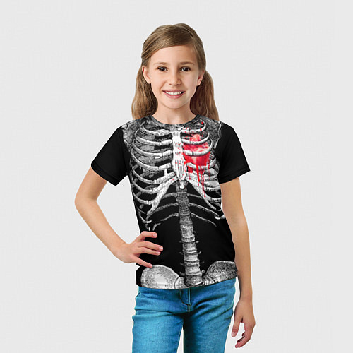 Детская футболка Скелет с сердцем / 3D-принт – фото 5