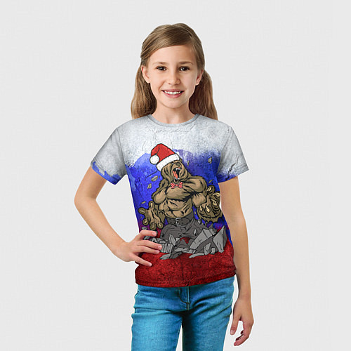 Детская футболка Новогодний медведь РФ / 3D-принт – фото 5