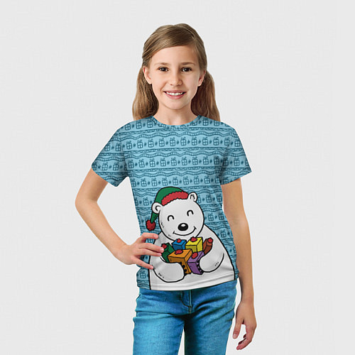 Детская футболка Новогодний мишка / 3D-принт – фото 5