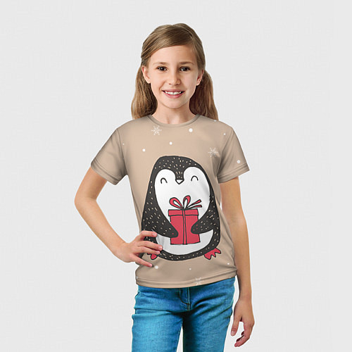 Детская футболка Пингвин с подарком / 3D-принт – фото 5