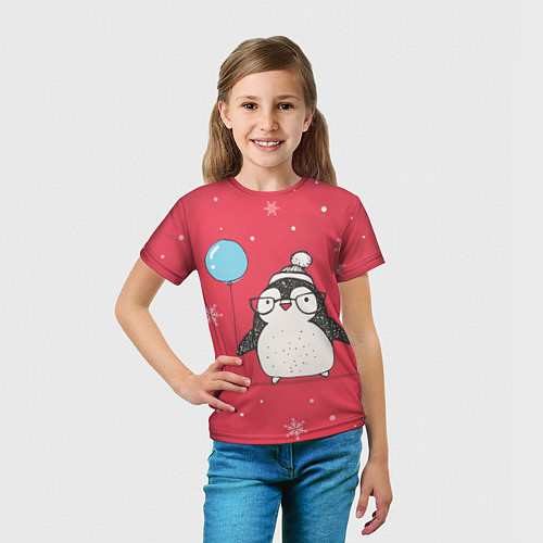Детская футболка Влюбленная пингвинка / 3D-принт – фото 5