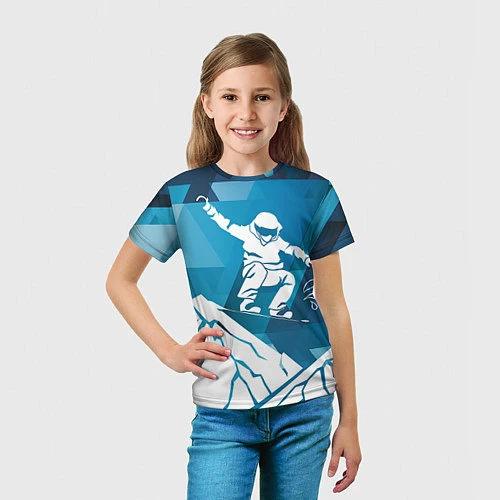 Детская футболка Горы и сноубордист / 3D-принт – фото 5