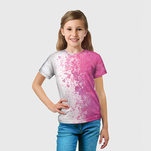 Детская футболка Белый и розовый / 3D-принт – фото 5