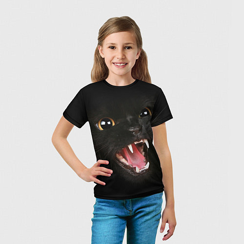 Детская футболка Черный кот / 3D-принт – фото 5