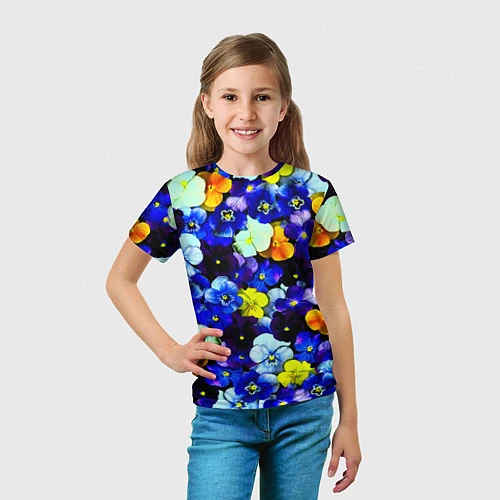 Детская футболка Синие цветы / 3D-принт – фото 5
