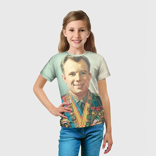 Детская футболка Гагарин в орденах / 3D-принт – фото 5