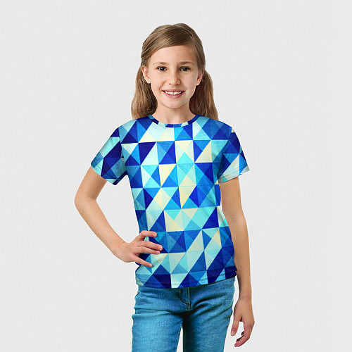 Детская футболка Синяя геометрия / 3D-принт – фото 5