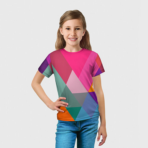Детская футболка Разноцветные полигоны / 3D-принт – фото 5