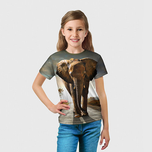 Детская футболка Дикий слон / 3D-принт – фото 5