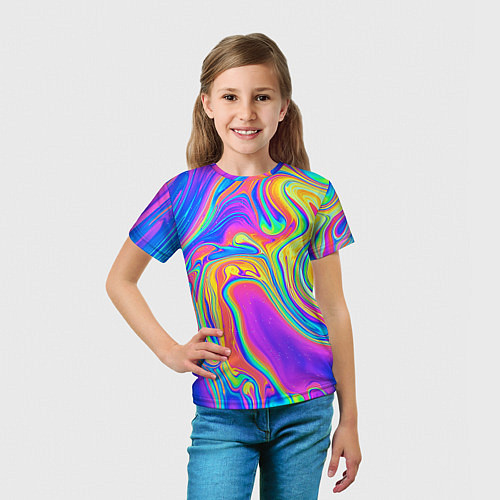 Детская футболка Цветные разводы / 3D-принт – фото 5