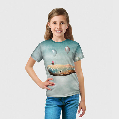 Детская футболка Летящий кит / 3D-принт – фото 5